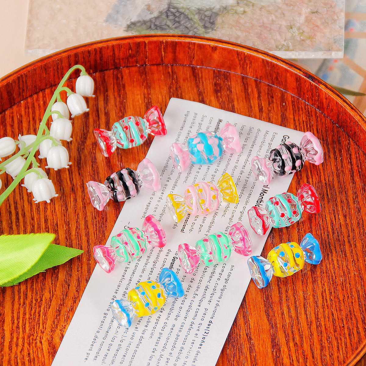 Wholesale 2pcs/pack Acrylic Hand-Painted Wave Dot Straight Hole Candy Beads
